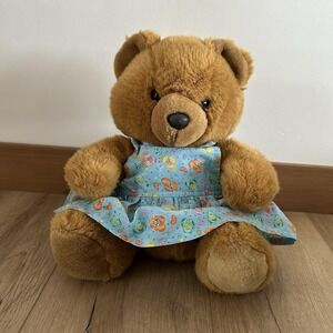 VTG Adopt A Bear Factory Brown Girl Teddy Bear With‎ Blue Teddy Dress 12"
